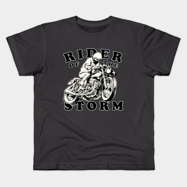 Rider of the storm ( Cafe Racer Edit ) Kids T-Shirt by Wulfland Arts